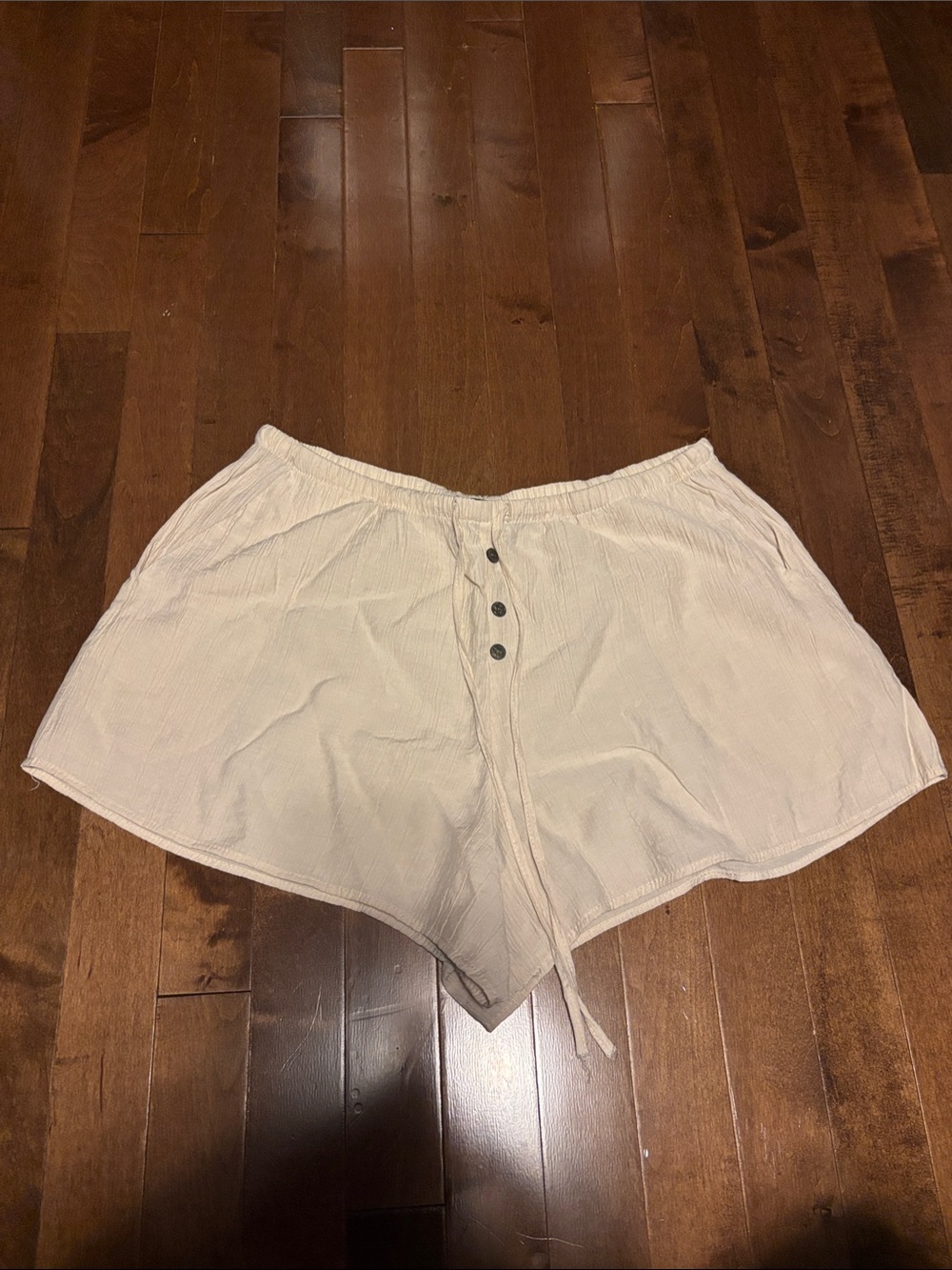 Zara Cream High-Waist Button Front Lounge Shorts